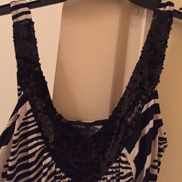 Zebra print tank club dress black sequin V-neck S - Picture 2 of 4